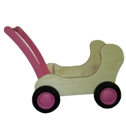 Afbeeldingen van Roze Combi Poppenwagen - Loopwagen-Blokkenduwwagen Van Dijk Toys