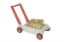 Afbeeldingen van Leren loopwagen- oranje Blokkenduwwagen hout 40x 30 cm VanDijk Toys