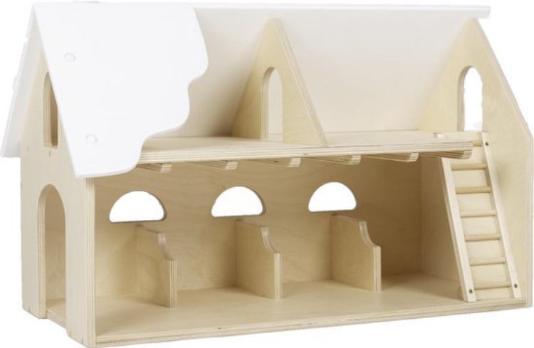 Bild von Speelboerderij hout wit dak en trap 1+ 75x 30x 45 cm Van Dijk Toys