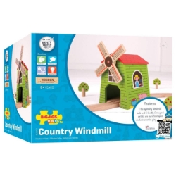 Bigjigs spoortunnel plattelands windmolen houten treinbaan BJ-BJ247 4