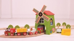 Bigjigs spoortunnel plattelands windmolen houten treinbaan BJ-BJ247 5