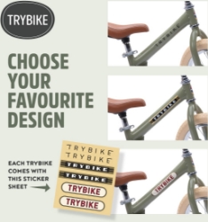 Trybike Steel 2-in-1 loopfiets Vintage Groen met stalen frame, luchtbanden en verstelbaar zadel – geschikt voor kinderen van 15 maanden tot 6 jaar.