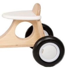 Image de Witte Houten Kinderbakfiets Vierwieler – Kinderloopfiets Van Dijk Toys M2007