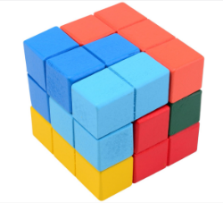 Houten magische puzzel 3D in doos 7,5 cm 