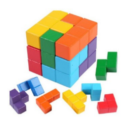 Houten magische puzzel 3D in doos 7,5 cm 