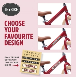 Trybike Steel 2-in-1 loopfiets Vintage Rood met luchtbanden, verstelbaar zadel en stalen frame – geschikt voor kinderen van 15 maanden tot 6 jaar.
