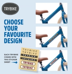 Trybike Steel 2-in-1 loopfiets Vintage Blauw met stalen frame, luchtbanden en verstelbaar zadel – geschikt voor kinderen van 15 maanden tot 6 jaar.