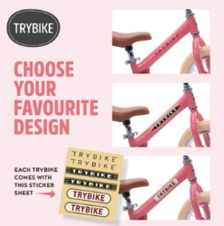 Trybike Steel 2-in-1 loopfiets Vintage Roze met luchtbanden, verstelbaar zadel en stalen frame – geschikt voor kinderen van 15 maanden tot 6 jaar.