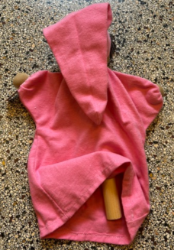 Picture of SALE!!!  Pop Antroposofische Stokpop Afrikaans met roze jurk en puntmuts 34 cm