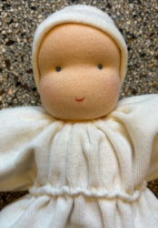 Picture of SALE!!!  Pop Antroposofisch Vlinderpopje creme wit velours 25 cm