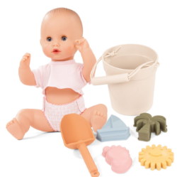 Bild von SALE!!!  Pop Götz Babypop met slaapogen Aquini beach met strandset in cadeaudoos Gotz