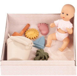 Bild von SALE!!!  Pop Götz Babypop met slaapogen Aquini beach met strandset in cadeaudoos Gotz