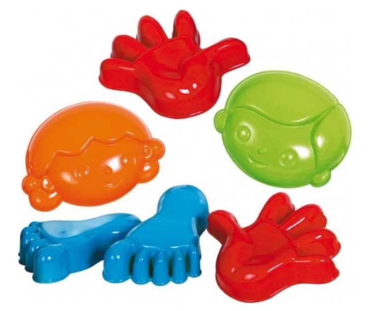 Afbeeldingen van SALE!!!  Buitenspeelgoed Zandvormpjes Fritz, handen, voeten en gezicht 6 delig strand-waterspeelgoed Gowi