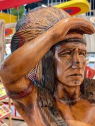Afbeeldingen van Vintage Houten 'Cigar Store Indian' - Handgesneden Beeld - 93 cm