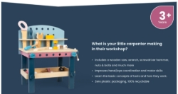 Image de Peuter Werkbank Hout pastel - 100% FSC - BigJigs - Vanaf 3 jaar