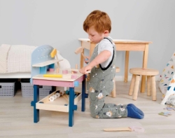 Image de Peuter Werkbank Hout pastel - 100% FSC - BigJigs - Vanaf 3 jaar