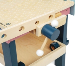 Image de Peuter Werkbank Hout pastel - 100% FSC - BigJigs - Vanaf 3 jaar