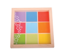 Picture of Houten gekleurde blokken met afbeelding op tray - Bigjigs - 1jr+