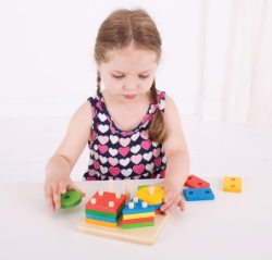 Picture of Houten Vier Vormen en Kleuren sorteerder - Bigjigs - vanaf 1 jaar