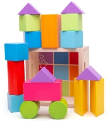 Picture of Eerste Houten Blokkenset Kleurig - Bigjigs - vanaf 1 jaar