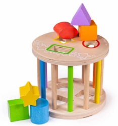 Picture of Houten Rollende Vormenstoof-Sorteerbox, 6 vormen/kleuren - Bigjigs - Vanaf 1 jaar