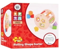 Picture of Houten Rollende Vormenstoof-Sorteerbox, 6 vormen/kleuren - Bigjigs - Vanaf 1 jaar