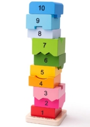 Image de Houten stapeltoren Kleur en Nummer - Bigjigs - Vanaf 3 jaar