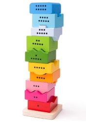 Image de Houten stapeltoren Kleur en Nummer - Bigjigs - Vanaf 3 jaar