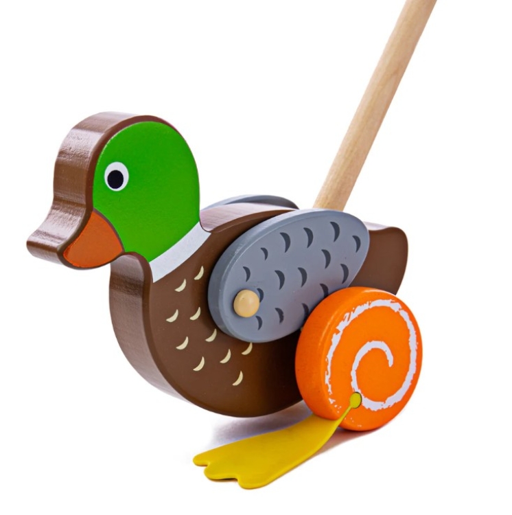 Image de Duwstok-Loopstok Flappende Eend - Bigjigs - Vanaf 1 jaar.