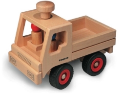 Afbeeldingen van Fagus Unimog - Duurzaam Houten Auto met 2 poppetjes - 2jr+
