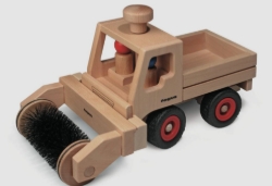 Afbeeldingen van Fagus Unimog - Duurzaam Houten Auto met 2 poppetjes - 2jr+