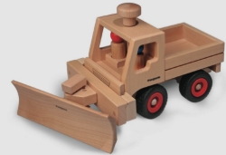 Afbeeldingen van Fagus Unimog - Duurzaam Houten Auto met 2 poppetjes - 2jr+