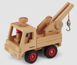 Afbeeldingen van Fagus Unimog - Duurzaam Houten Auto met 2 poppetjes - 2jr+