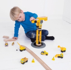 Bild von Bigjigs Rail Hijskraan & Bouwvoertuigen – Houten Treinbaan – 3 jaar+