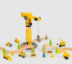 Bild von Bigjigs Rail Hijskraan & Bouwvoertuigen – Houten Treinbaan – 3 jaar+