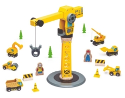 Bild von Bigjigs Rail Hijskraan & Bouwvoertuigen – Houten Treinbaan – 3 jaar+