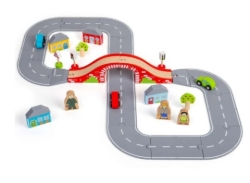 Afbeeldingen van Bigjigs Houten Autoweg Startset – 36-delig, Auto’s & Viaduct – Vanaf 3 Jaar