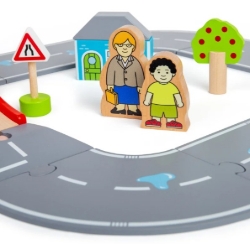 Afbeeldingen van Bigjigs Houten Autoweg Startset – 36-delig, Auto’s & Viaduct – Vanaf 3 Jaar