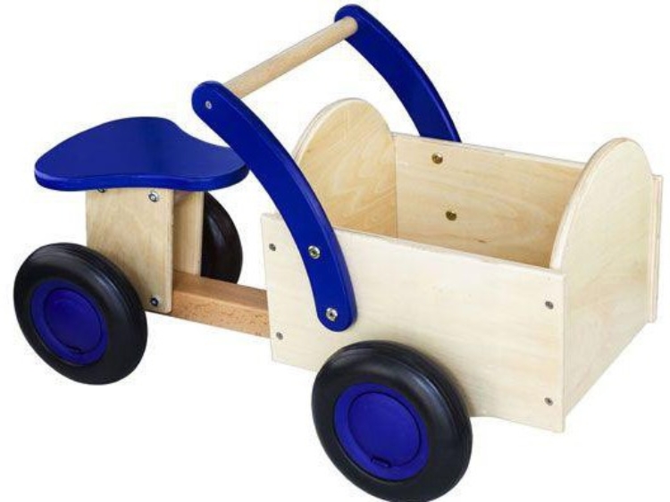 Picture of New Classic Toys Bakfiets Blauw – Houten Loopbakfiets 2+