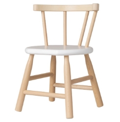 Van Dijk Toys Kinderstoel – Naturel met Wit zitvlak, gebogen leuning – Beuken- en Berkenhout