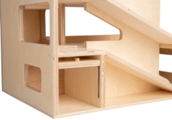 Van Dijk Toys Houten Garage – 2 verdiepingen met lift, naturel – 2+ Jaar