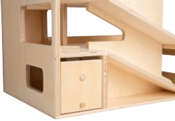 Van Dijk Toys Houten Garage – 2 verdiepingen met lift, naturel – 2+ Jaar