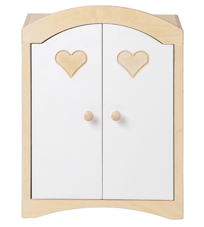Van Dijk Toys Poppenkledingkast – Naturel met Wit Hout – 3+ jaar