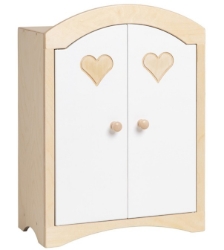 Van Dijk Toys Poppenkledingkast – Naturel met Wit Hout – 3+ jaar