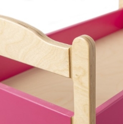 Van Dijk Toys Poppenledikant – Naturel-Roze Houten Poppenbed