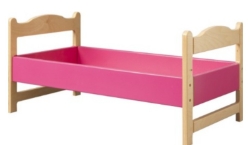 Van Dijk Toys Poppenledikant – Naturel-Roze Houten Poppenbed