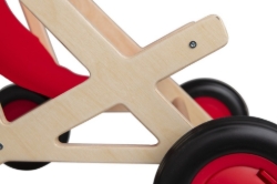 Van Dijk Toys Poppenbuggy – Naturel Hout met Rode bekleding – 2jr+