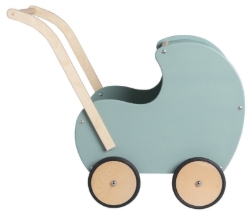 Van Dijk Toys Houten Poppenwagen – Vintage Blauw/Groen - Vanaf 18mnd