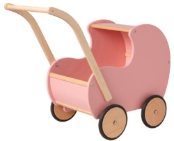 Van Dijk Toys Houten Poppenwagen – Vintage Roze/Rosé - Vanaf 18mnd