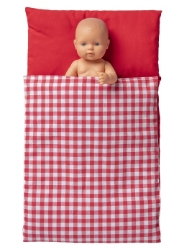 Van Dijk Toys Dekje/Dekbedje voor Poppenwagen – Rood Geruit